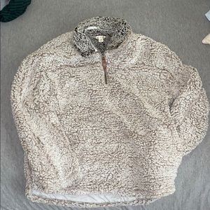 Oatmeal Cream Sherpa Half Zip Jacket